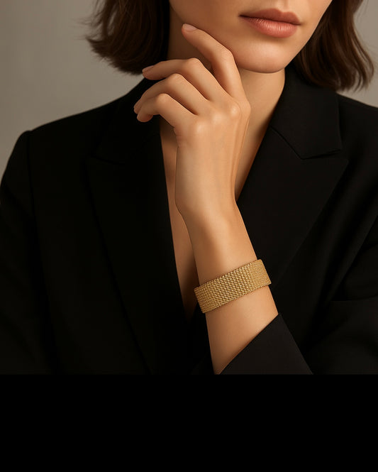 Vergoldetes Edelstahl-Armband – Mesh-Design (18K Gold)