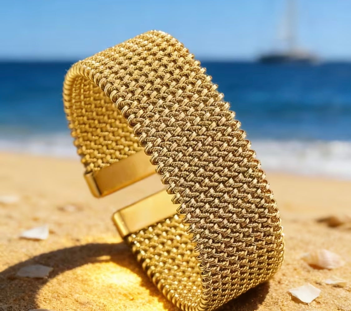 Vergoldetes Edelstahl-Armband – Mesh-Design (18K Gold)