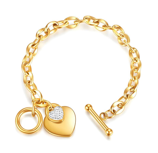 Armband mit Herzanhänger – 18 Karat vergoldet, wasserfest & hypoallergen