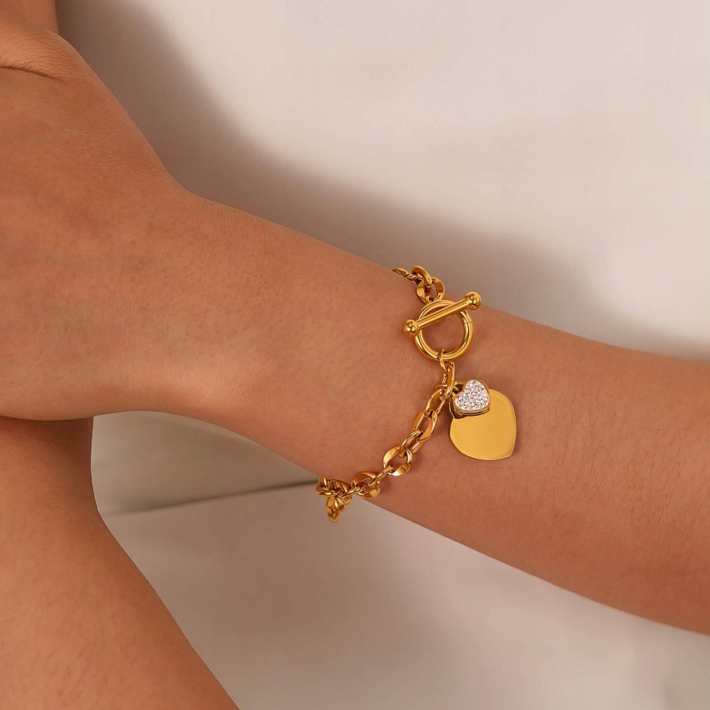Armband mit Herzanhänger – 18 Karat vergoldet, wasserfest & hypoallergen