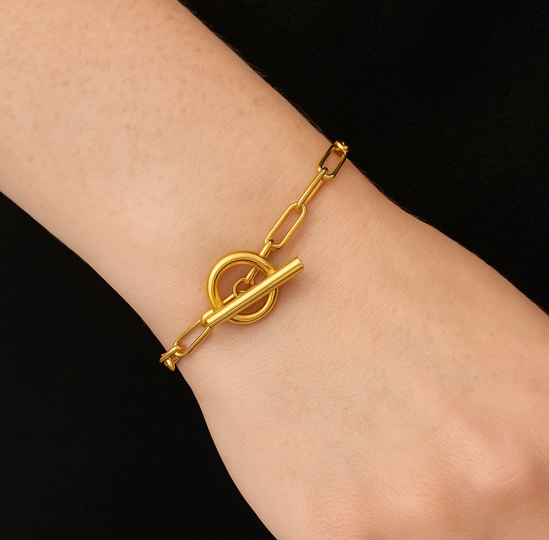 Armband mit T-Verschluss – 18K vergoldet, hypoallergen & wasserfest