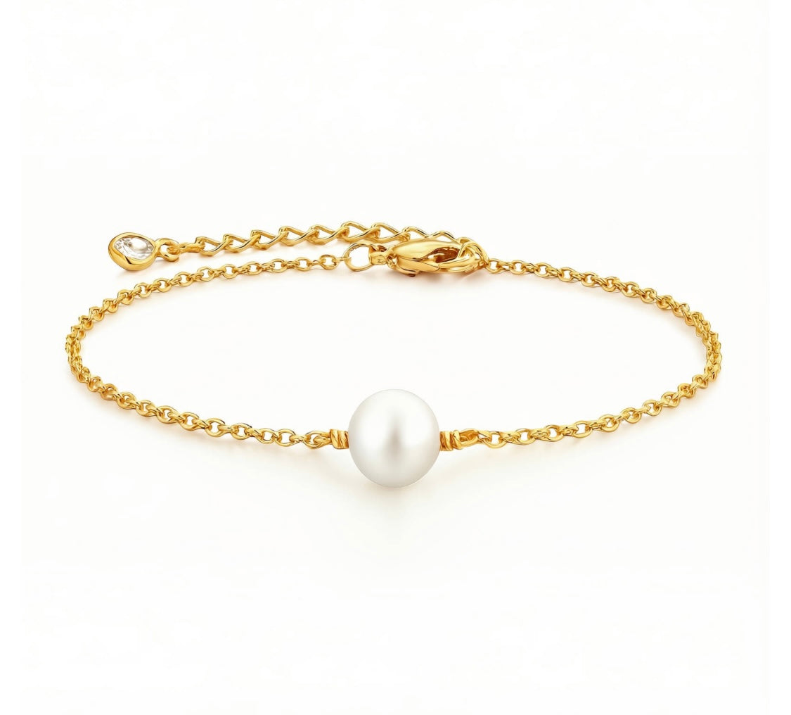 Feines Armband mit Perle – 18 K Vergoldet, PVD, wasserfest & hypoallergen