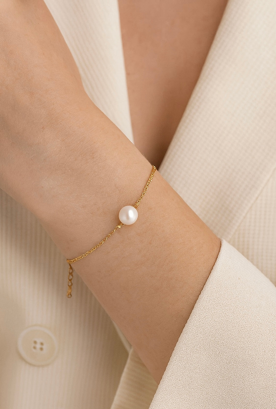 Feines Armband mit Perle – 18 K Vergoldet, PVD, wasserfest & hypoallergen