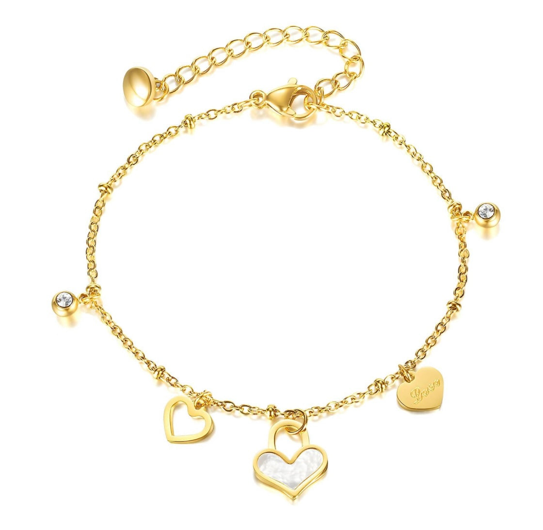 Herz Charm Armband – 18K Vergoldet, Hypoallergen & Wasserfest