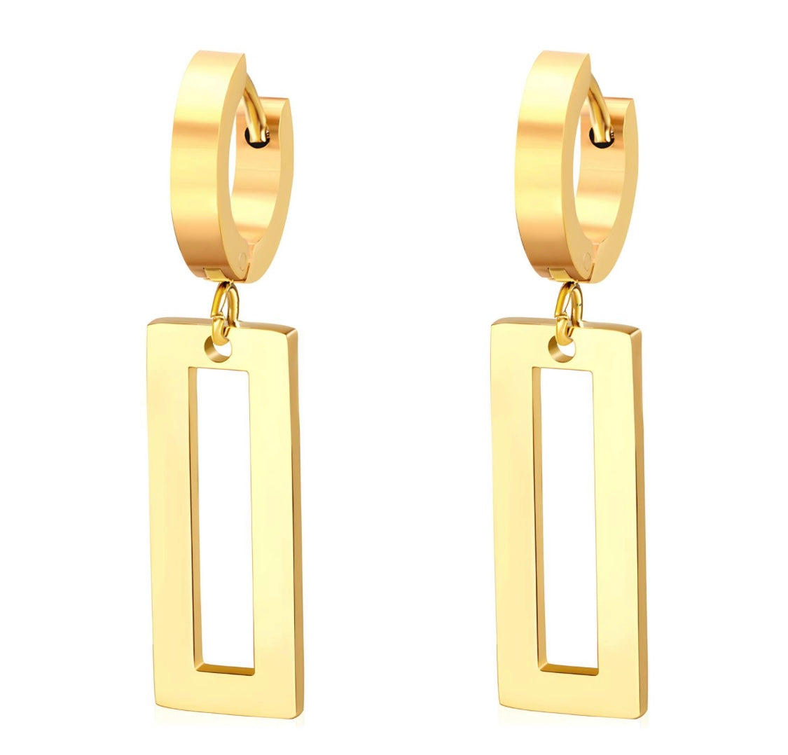 Rechteckige Statement-Ohrringe – 18K Vergoldet