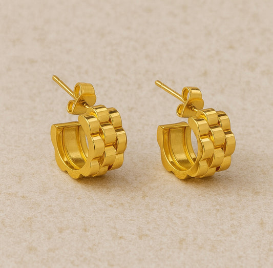 Mini Chunky Uhrglieder-Ohrringe – Gold