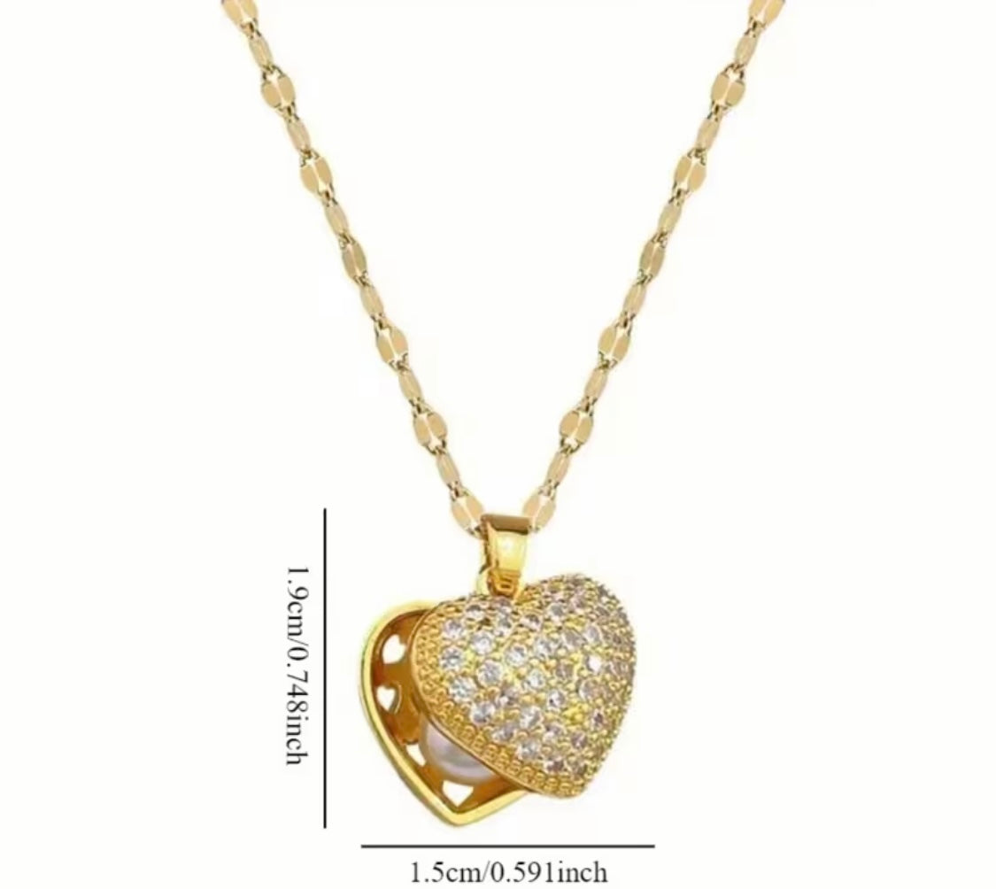 Fleur d’Estime – Strass Herz Medaillonkette
