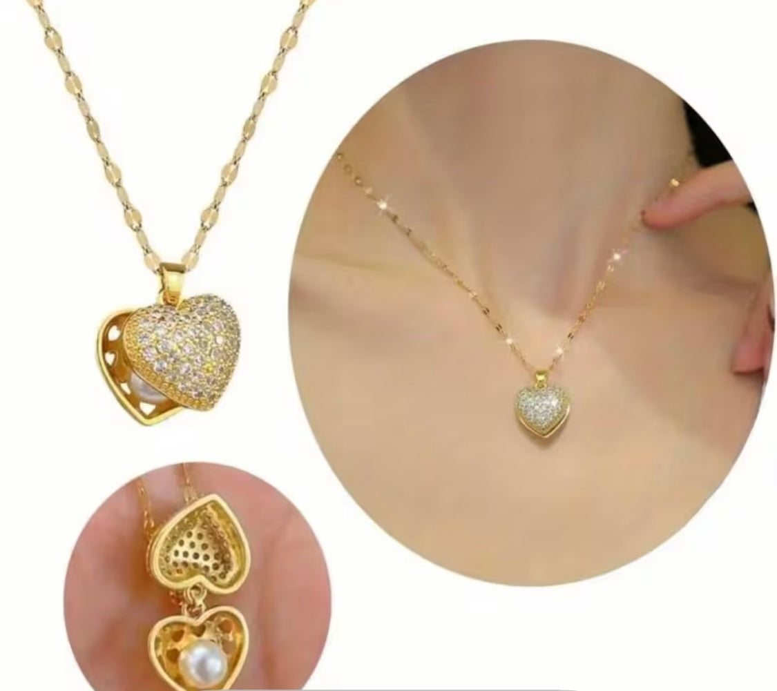 Fleur d’Estime – Strass Herz Medaillonkette