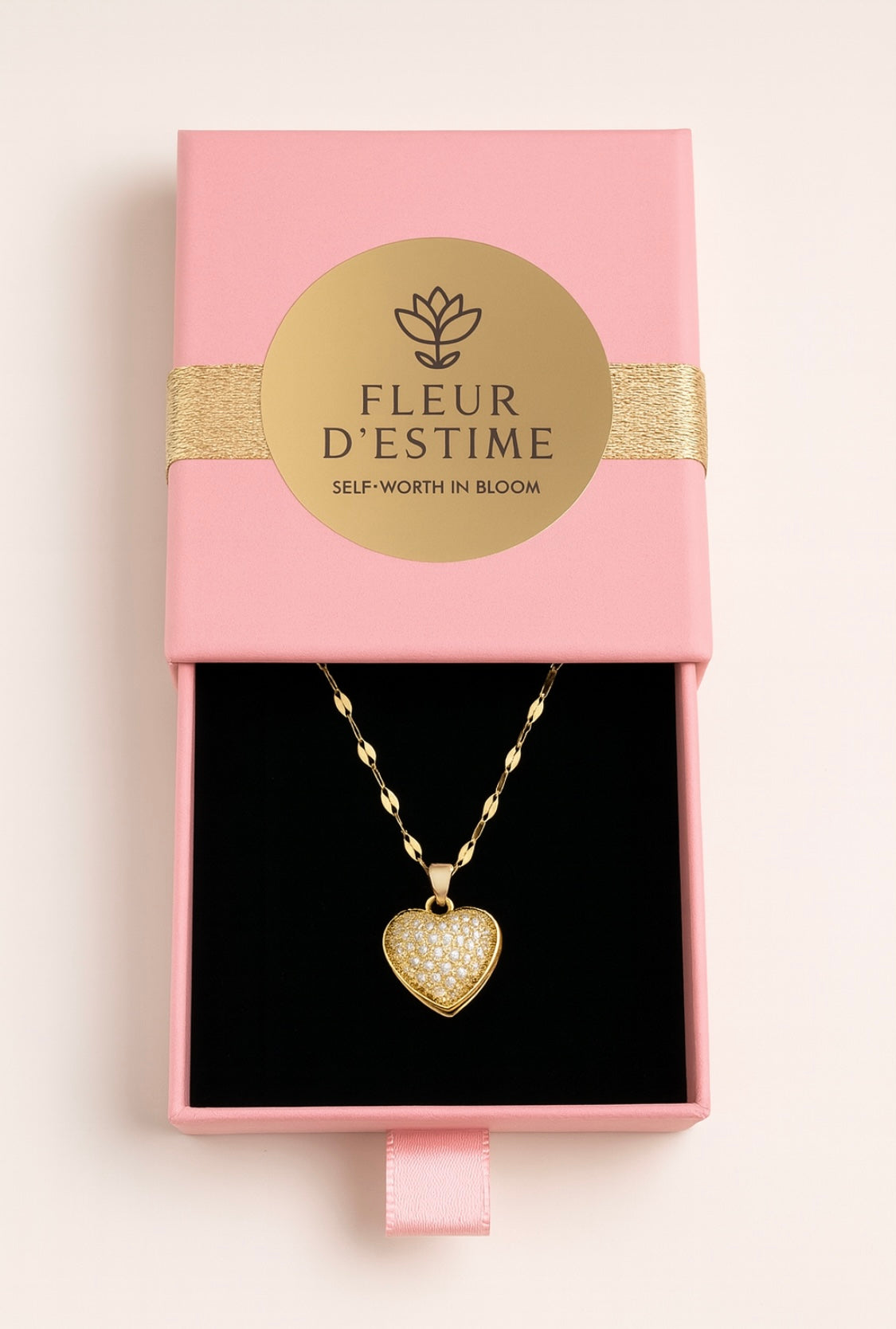Fleur d’Estime – Strass Herz Medaillonkette