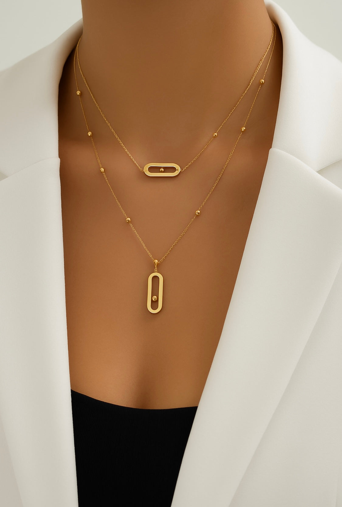 Elegante Doppel-Halskette mit Strass | Fleur d’Estime