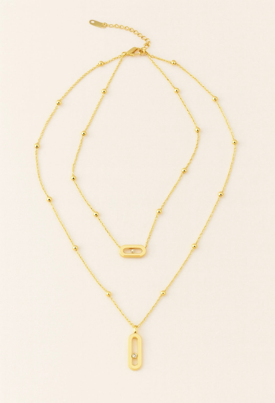 Elegante Doppel-Halskette mit Strass | Fleur d’Estime