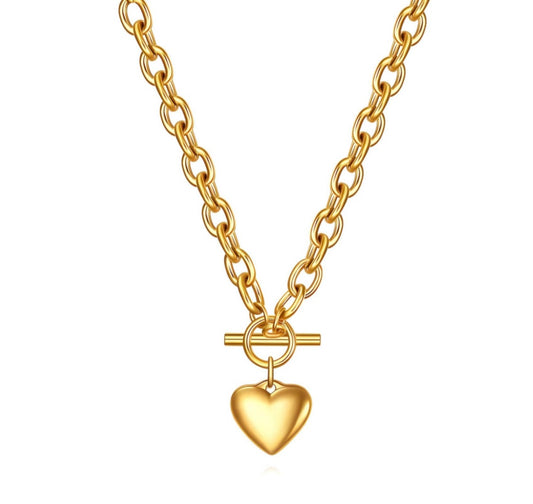 Herzanhänger Statement-Kette – 18 Karat vergoldet