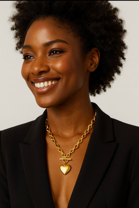 Herzanhänger Statement-Kette – 18 Karat vergoldet