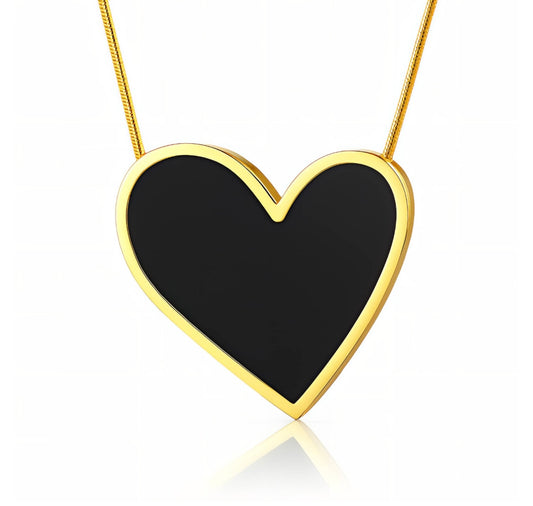Herzanhänger „Noir Pur“ – 18 Karat vergoldet
