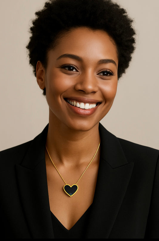 Herzanhänger „Noir Pur“ – 18 Karat vergoldet