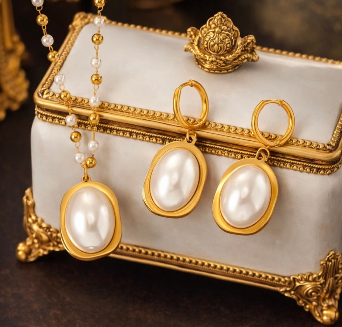 chmuckset „Fleur d’Estime“ – 18K vergoldet, Edelstahl