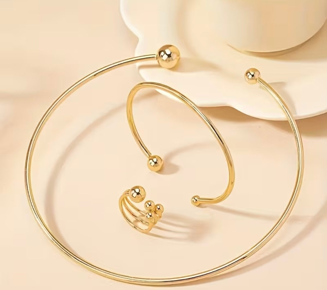 Minimalistisches Schmuckset – Edelstahl, 18K vergoldet, hypoallergen & wasserfest