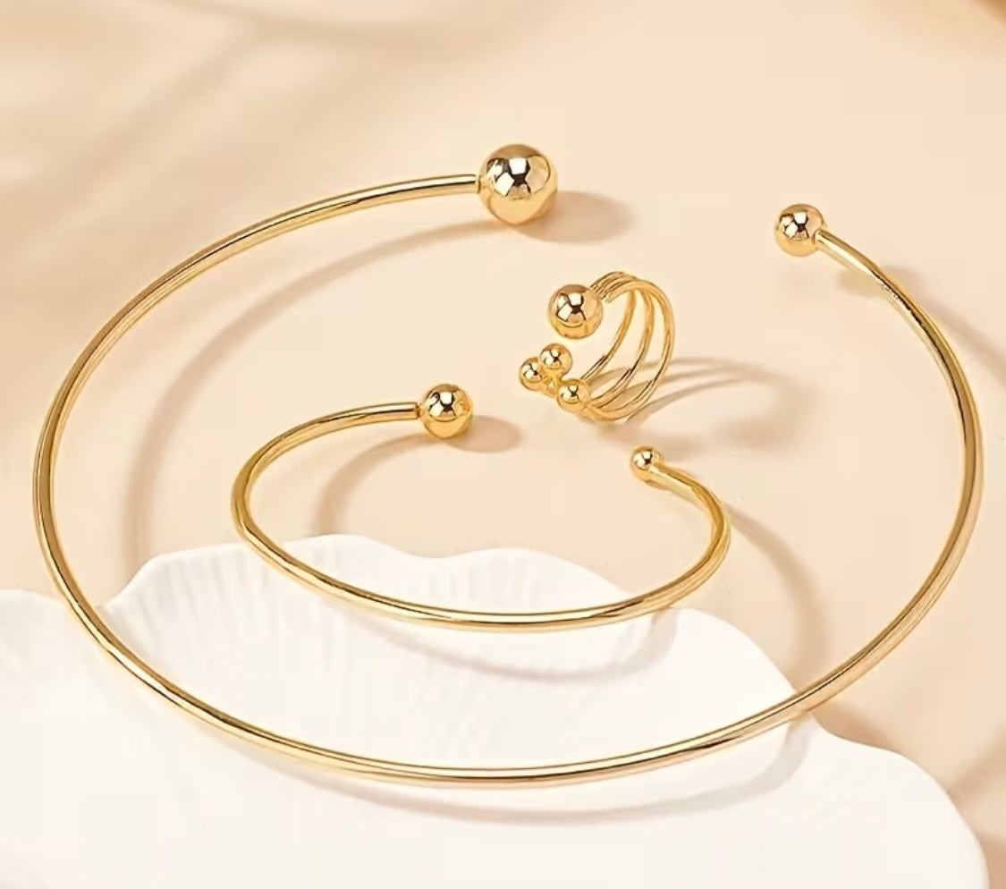 Minimalistisches Schmuckset – Edelstahl, 18K vergoldet, hypoallergen & wasserfest