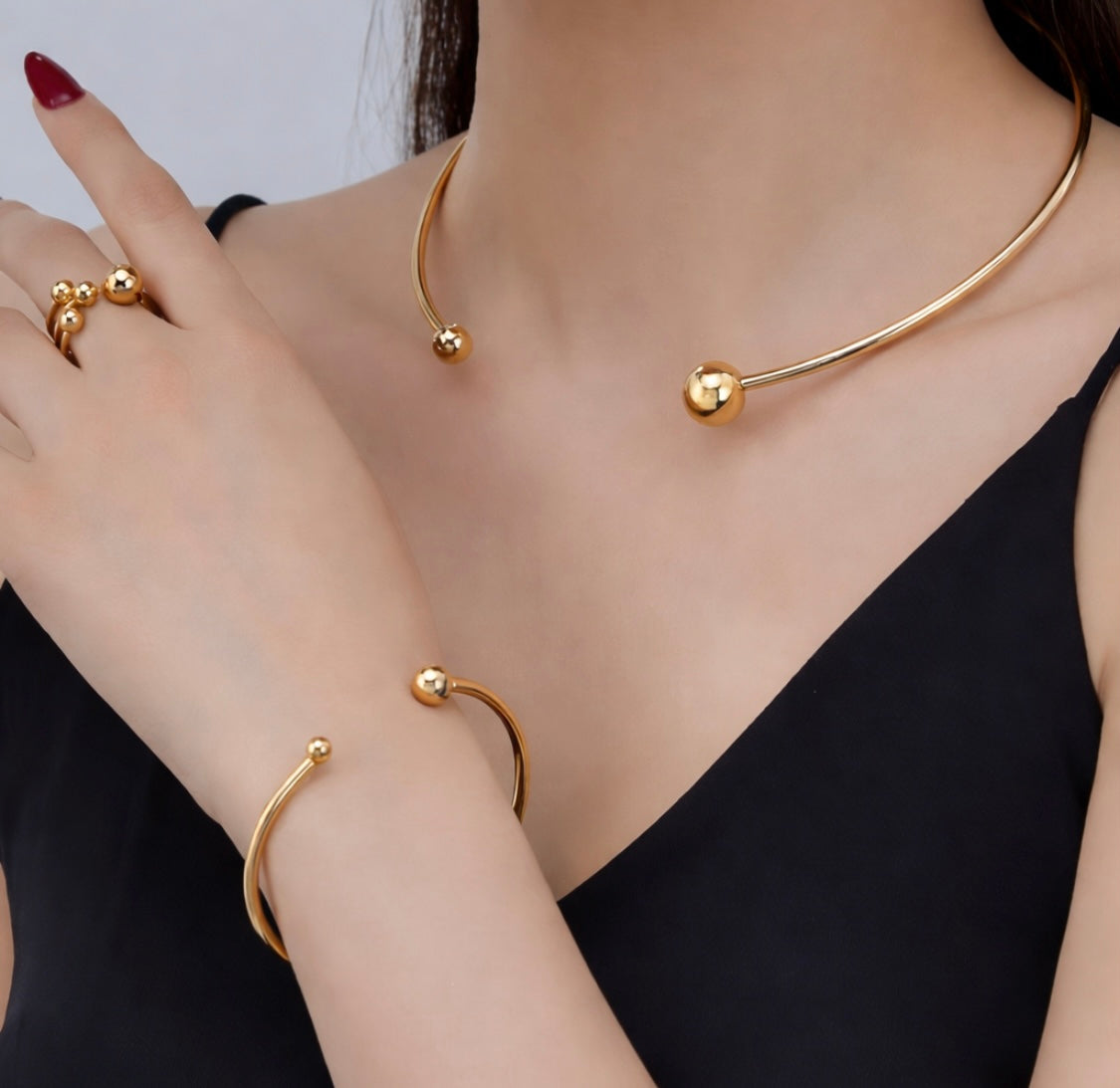 Minimalistisches Schmuckset – Edelstahl, 18K vergoldet, hypoallergen & wasserfest