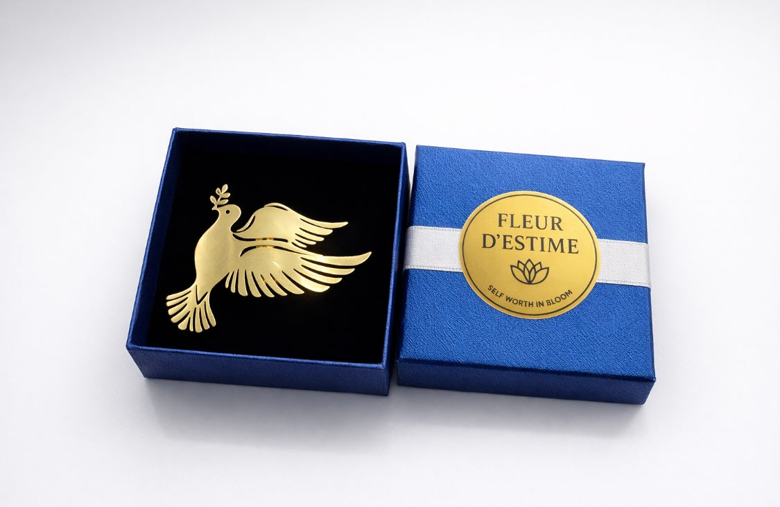 Friedens-Tauben Brosche – Eleganter Gold-Anstecker