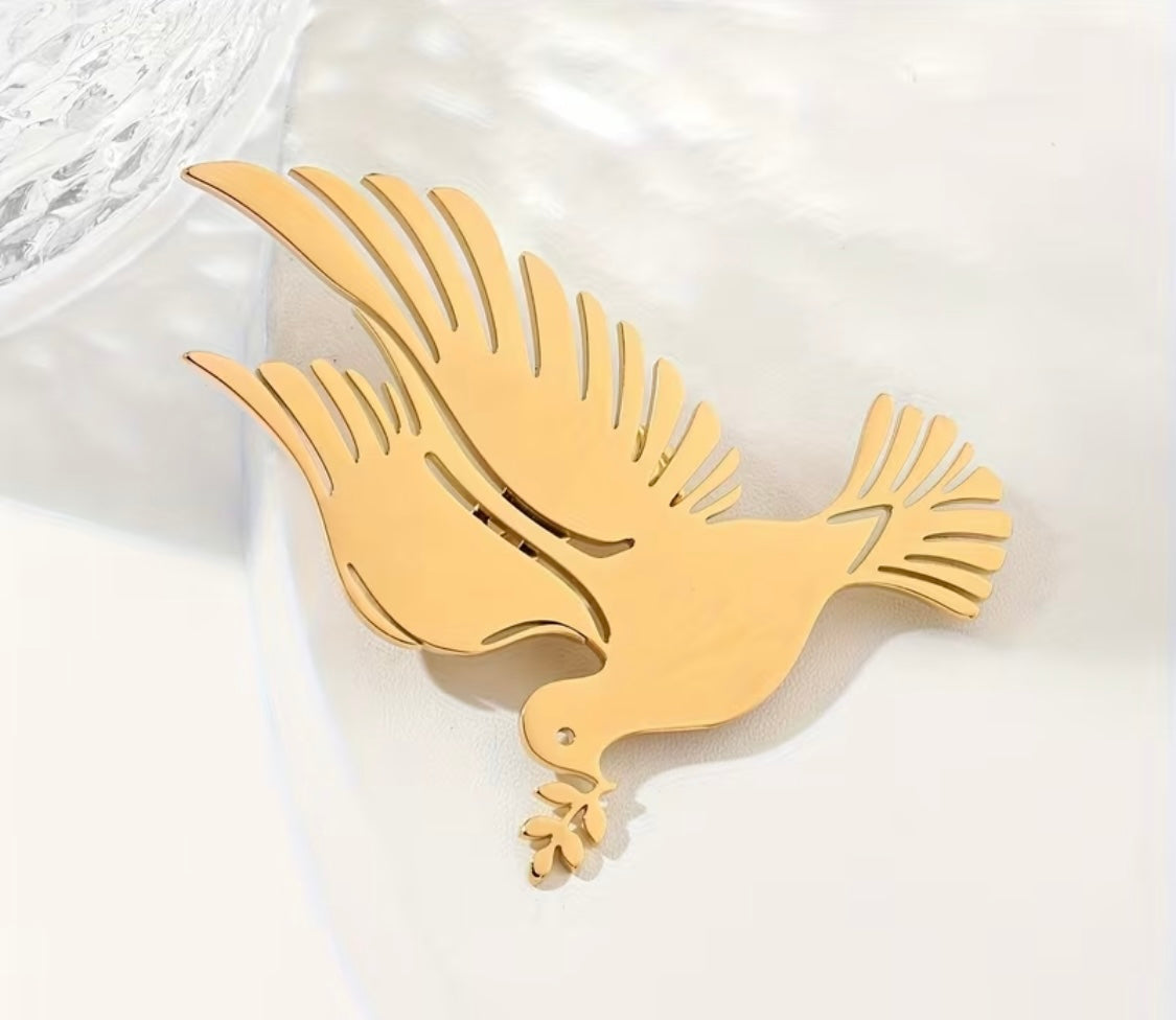 Friedens-Tauben Brosche – Eleganter Gold-Anstecker