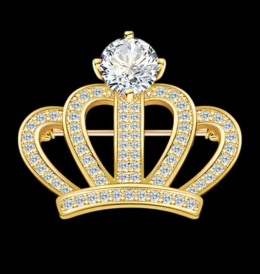 Goldene Krone Brosche mit Strass – Symbol für Selbstwert