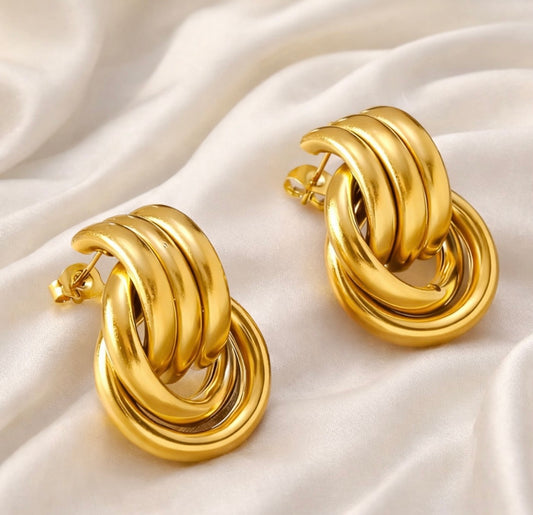 Elegante Statement-Ohrringe – Edelstahl, 18 Karat vergoldet