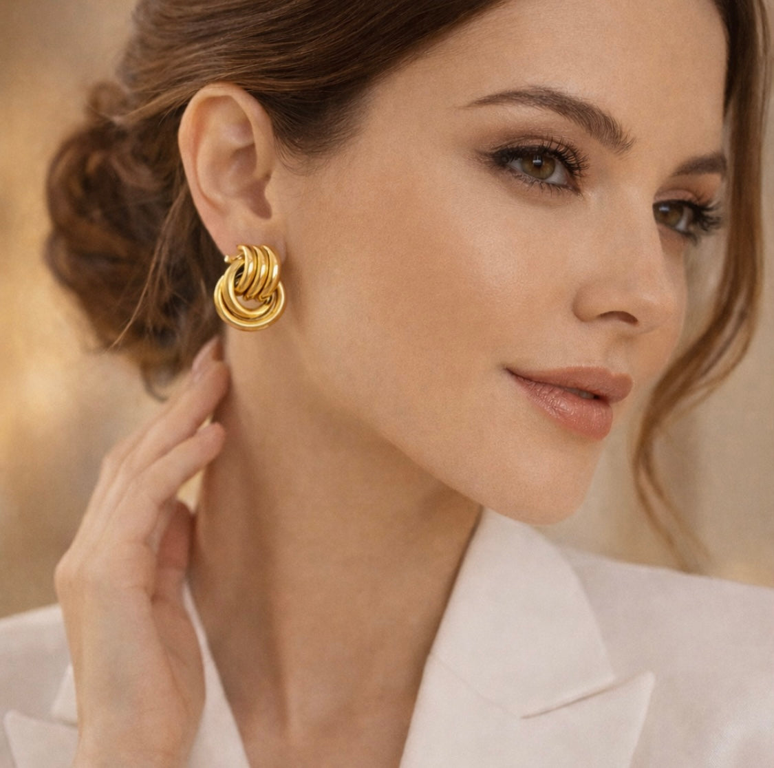 Elegante Statement-Ohrringe – Edelstahl, 18 Karat vergoldet