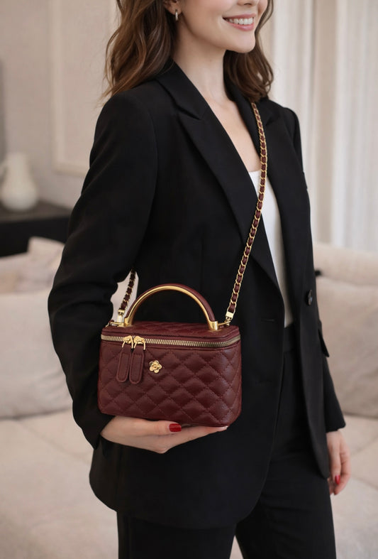 Luxuriöse gesteppte Handtasche aus Spaltleder