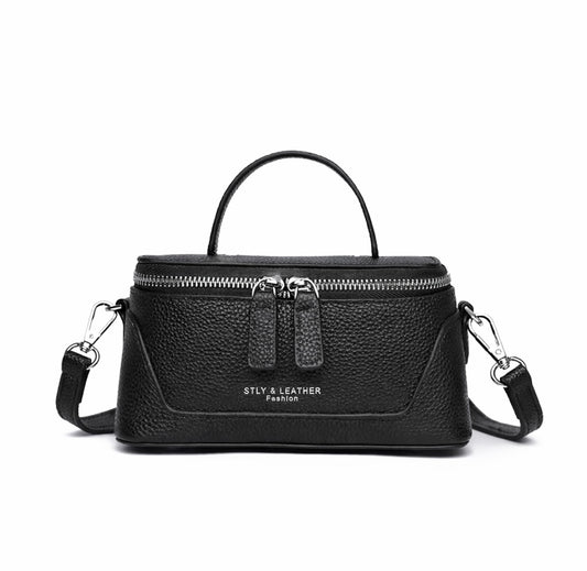 City Bag – Weich gepolsterte Handtasche aus echtem Leder in schwarz