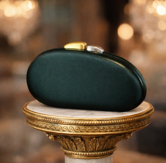 Abendtasche Clutch – Dunkelgrün, Echtleder, Luxus-Stil
