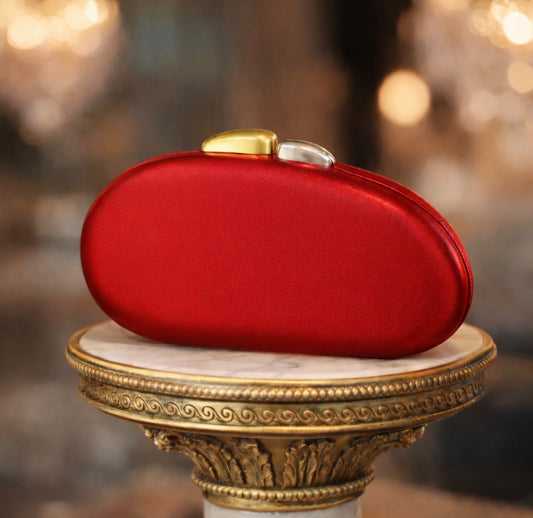 Abendtasche Clutch – Rot, Echtleder, Luxus-Stil