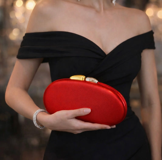 Abendtasche Clutch – Rot, Echtleder, Luxus-Stil