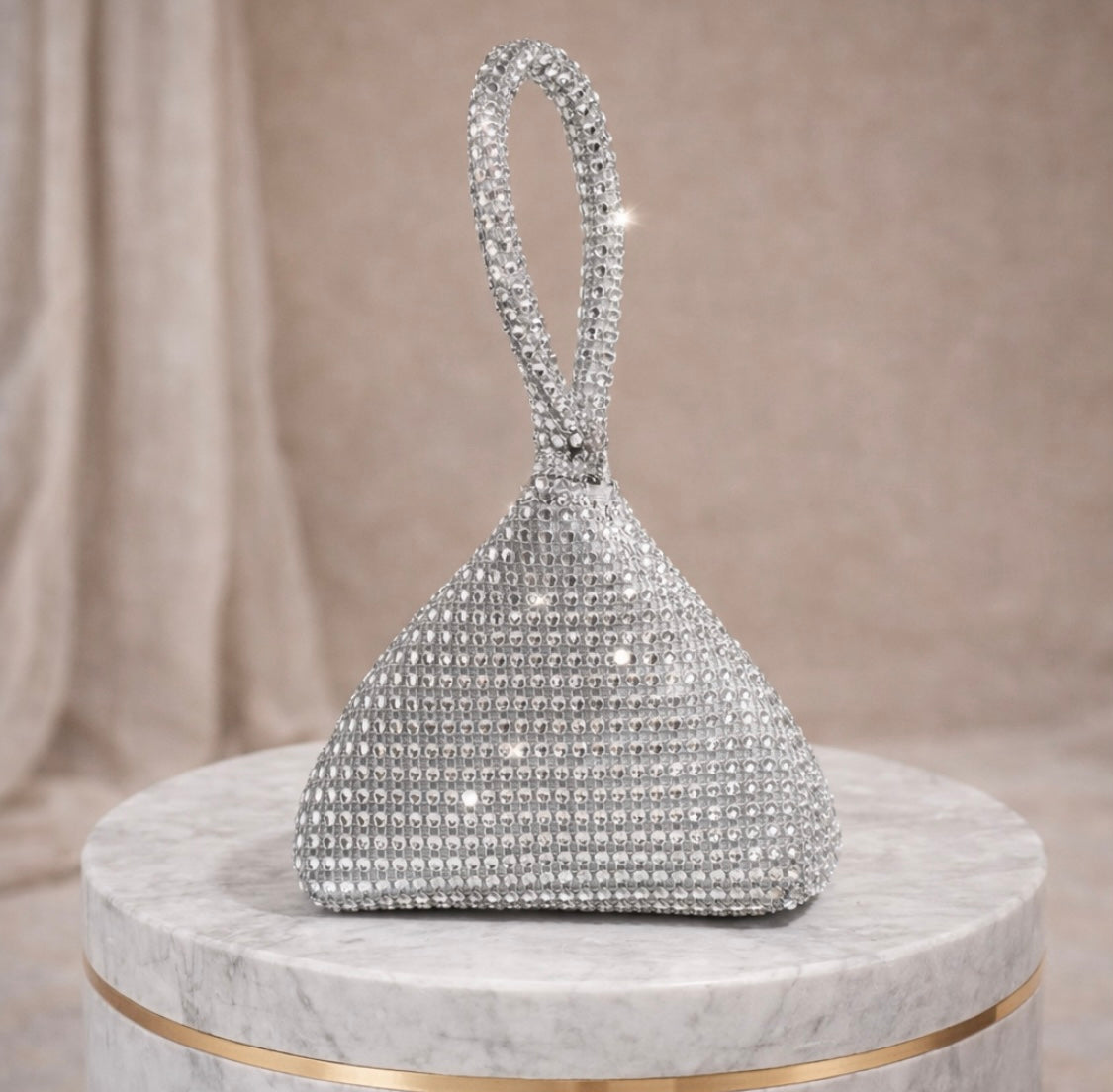Elegante Abendtasche mit Strass – Silber