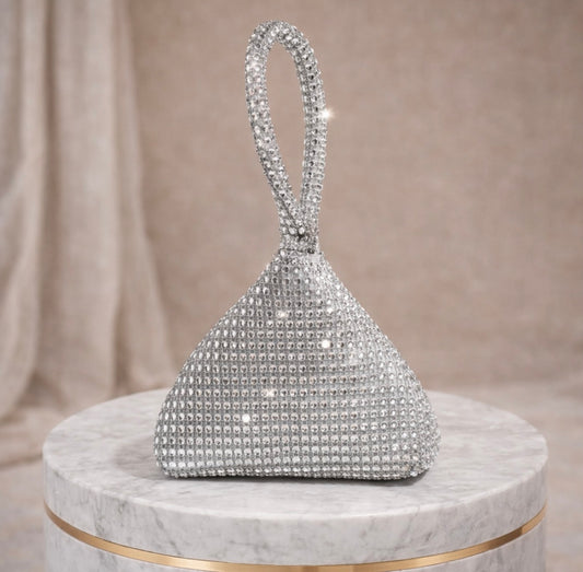 Elegante Abendtasche mit Strass – Silber