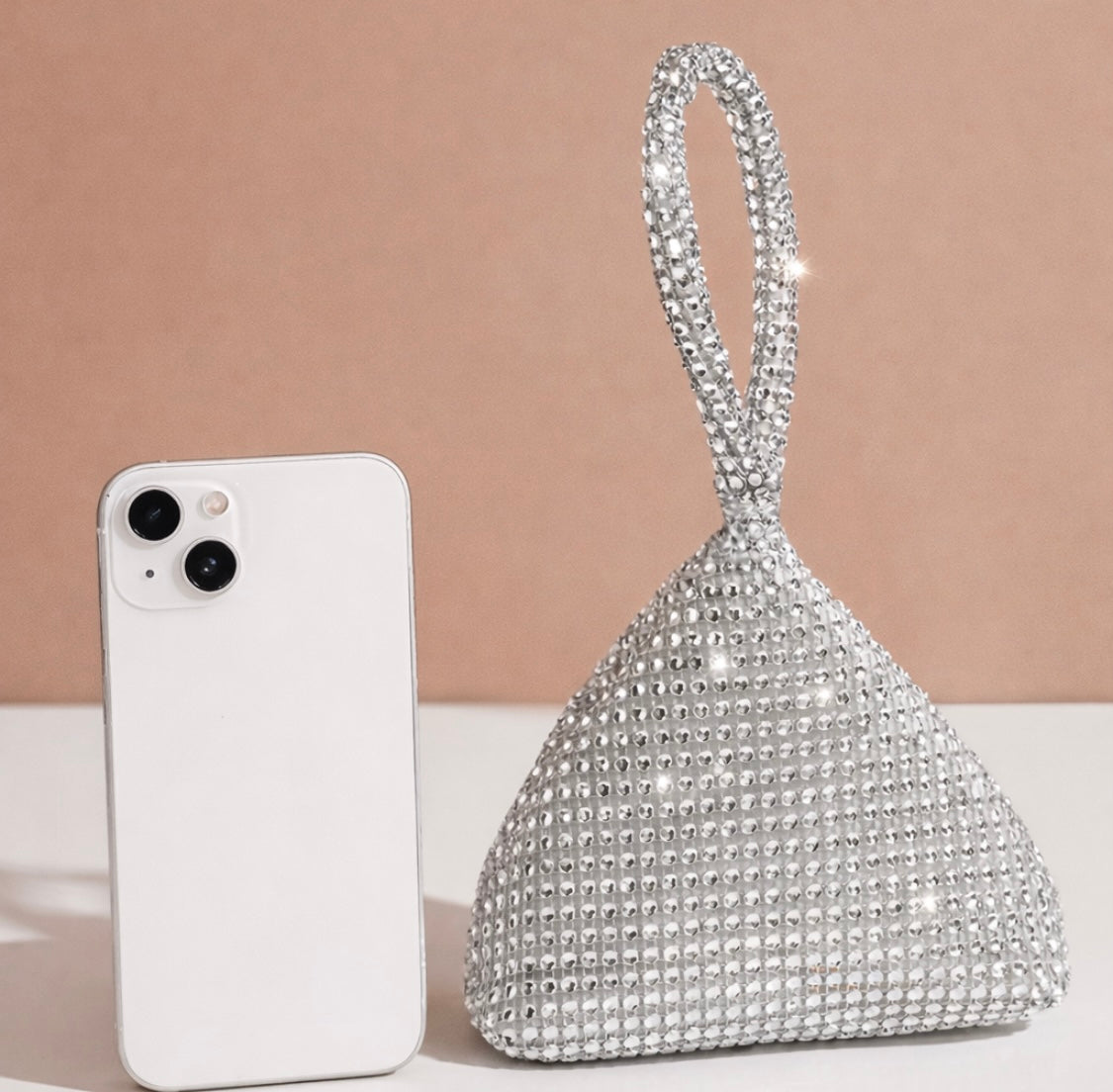 Elegante Abendtasche mit Strass – Silber