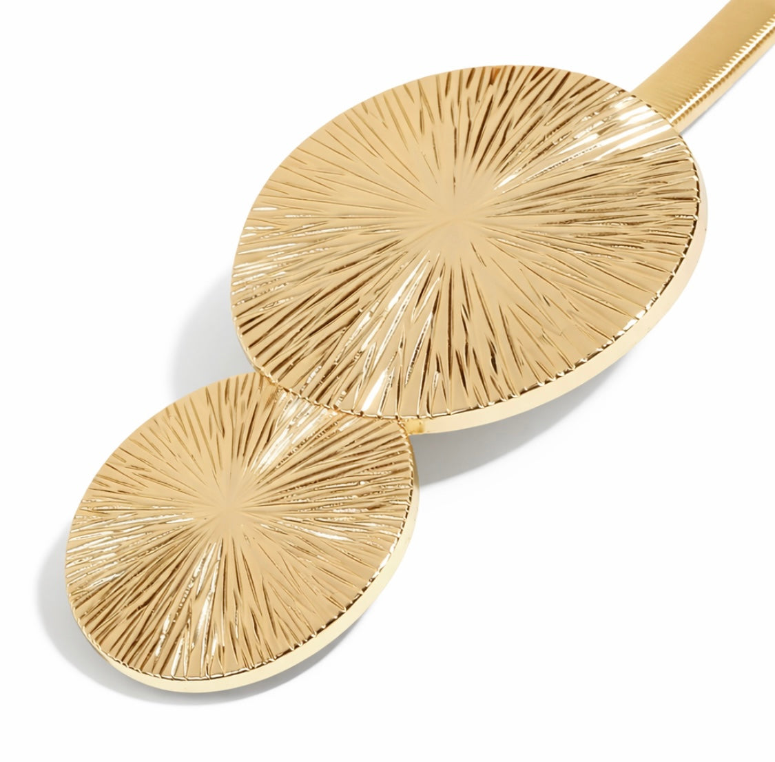 Elastischer Taillengürtel in Gold mit runder Zierschnalle – Minimalistischer Chic