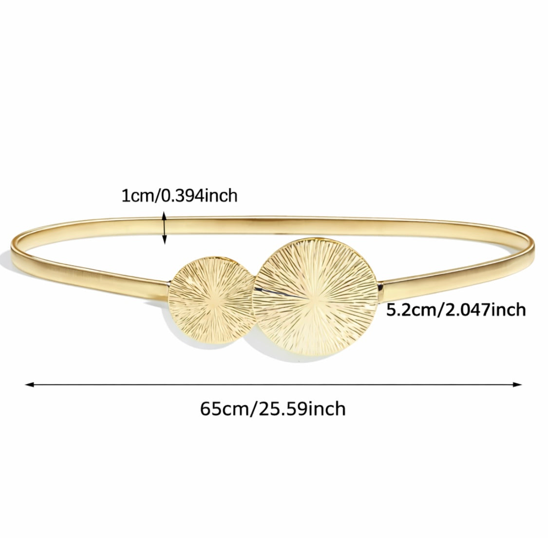 Elastischer Taillengürtel in Gold mit runder Zierschnalle – Minimalistischer Chic